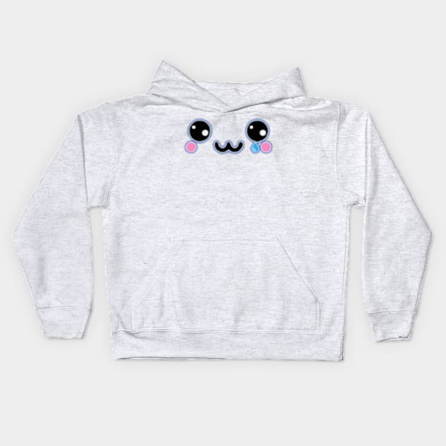 Kawaii cute sad teary face Kids Hoodie by kamdesigns